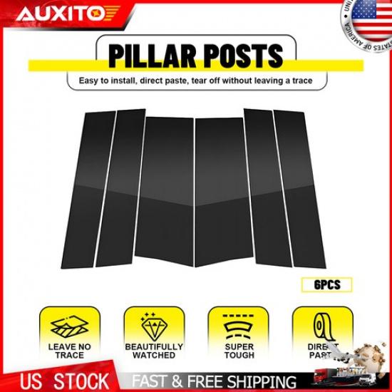 For Honda Odyssey 2011-2017 6Pcs Glossy Black Pillar Posts Door Trim Cover Kits