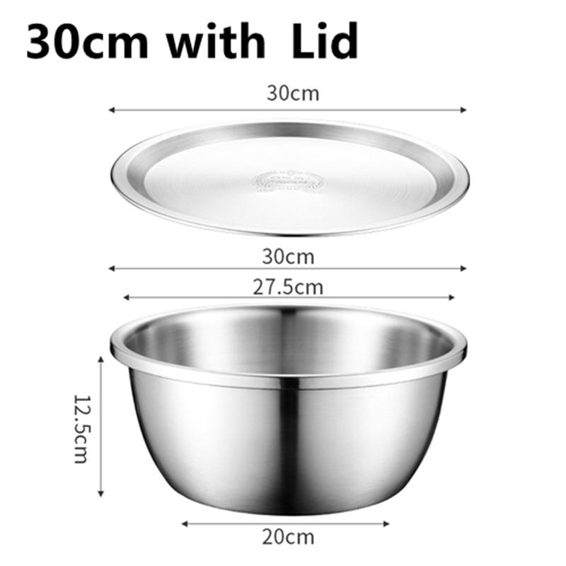 

Салатниця з нержавіючої сталі 304 з кришкою, згущена, проти опіків, кухня, приготування їжі, супова миска, випічка, збивач для яєць, змішувачі, миски для зберігання