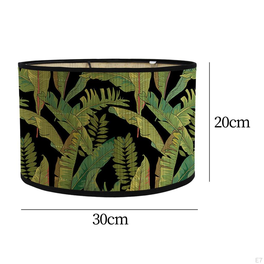 Bamboo E27 Lamp Shade with Leaves Pattern Accessory 11.8x7.8inch Farmhouse Cover for Bedrooms
