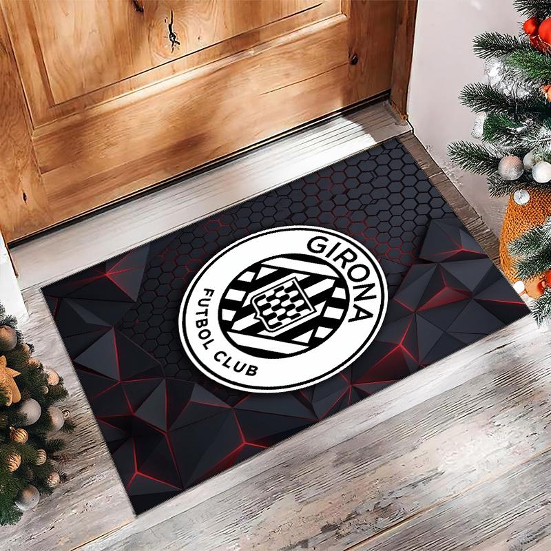 Tappeto Morbido Antiscivolo per Interni con Motivo Calcio Girona FC Tappetino Decorativo Sportivo per Camera da Letto