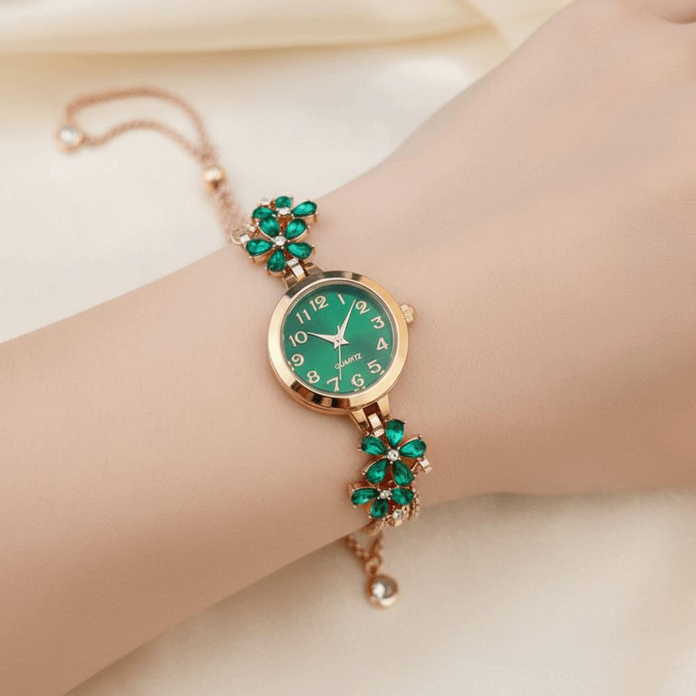 Flower Quartz Wristwatch Ladies Business Watches Rhinestone Quartz Watch  Business Occasion