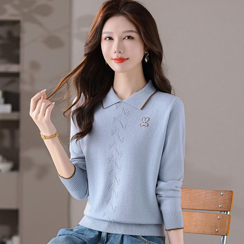 Women's V-Neck Knitted Sweater - 2025 New Autumn/Winter Style, Long Sleeve Solid Color Base Shirt