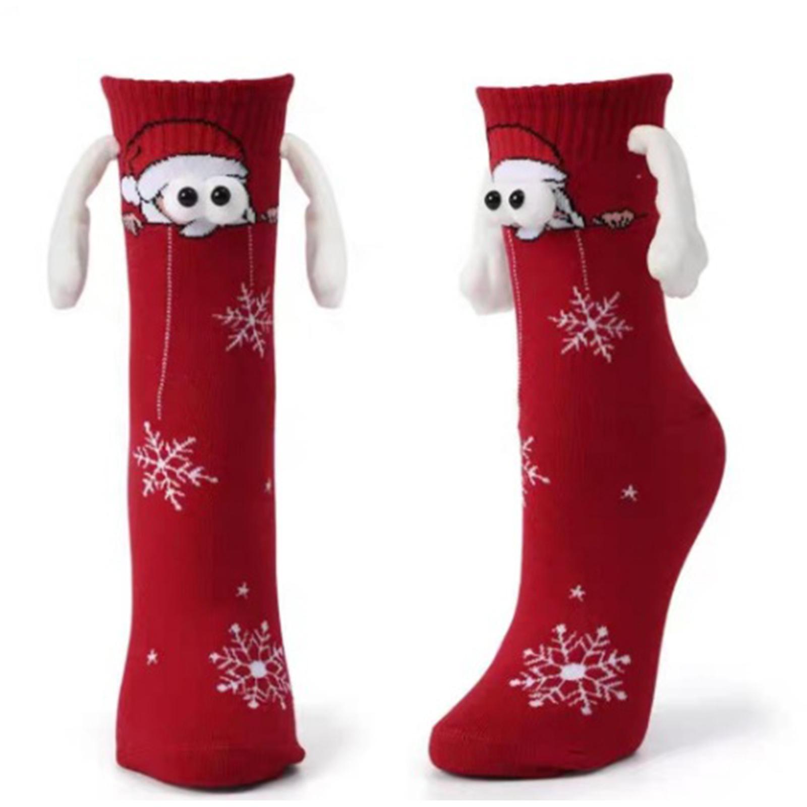 

Рождественский подарок Вязаные носки «Рука в руке» Магнитные носки Смешные и персонализированные парные носки One Size