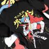Summer Gurren Lagann Kamina Japanese Text Vintage Washed Black Anime Graphic T-Shirt Unisex Oversized Y2K Streetwear Cotton Tee