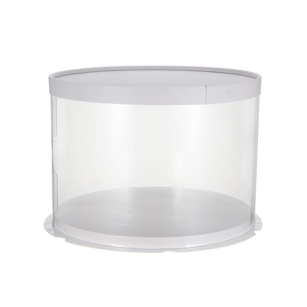 Plastic Transparent Cake Box Round Cake Packaging Boxes Organizer for Home Dessert Shop (White Sing
