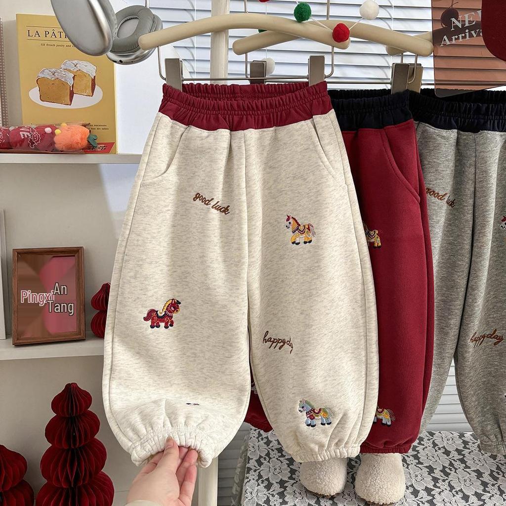 2026 Autumn Unisex Kids Cartoon Embroidered Bermuda Jogger Shorts