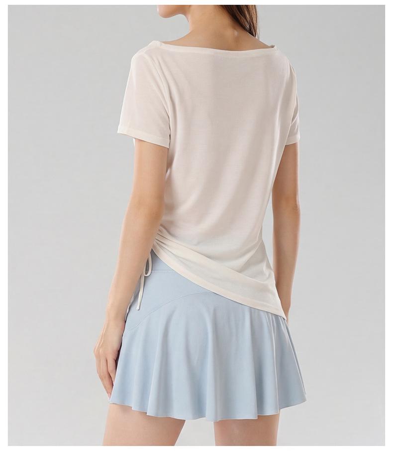 2026 Summer Lyocell Off-Shoulder Slimming Short-Sleeve Women's T-Shirt - Elegant & Versatile