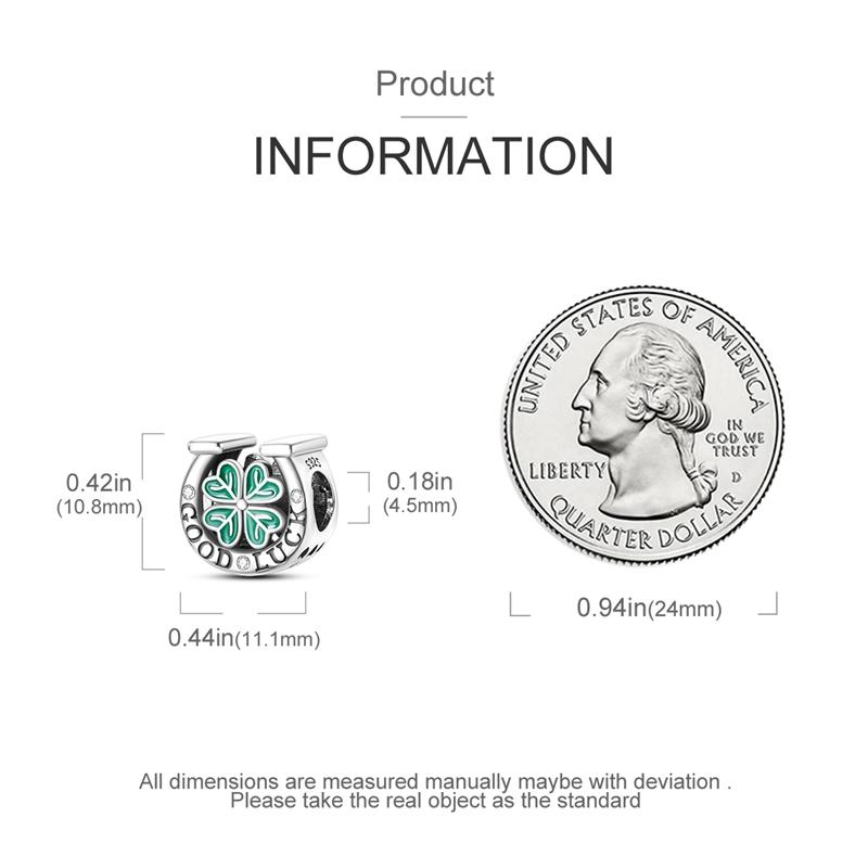 Charm Genuine Copper Horseshoe Four-Leaf Clover Bead Fits Bracelets Women Jewellery Do-It-Yourself Beautiful Gifts Accessory