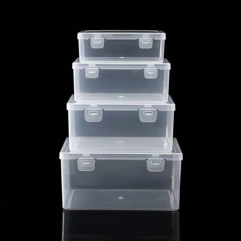 Transparent Rectangular Plastic Storage Box for Hardware and Jewelry Components
