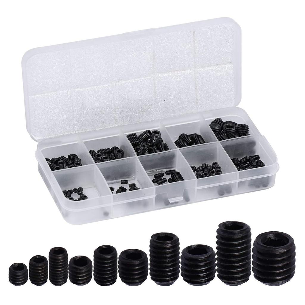 200Pcs Concave End Set Screw Set 304 Stainless Steel DIN916 Concave End Machine Rice Screw