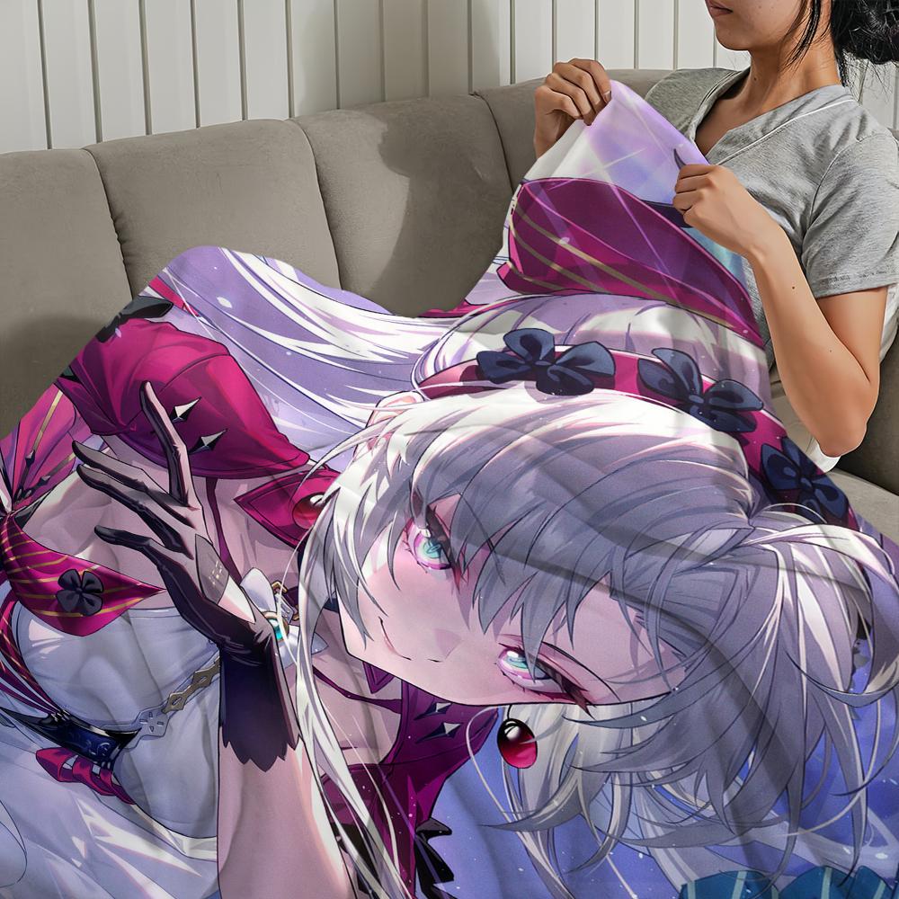 Game Wuthering Waves Carlotta Blanket Plush Nap Sofa Rug for Living Room Warm Office Bedroom Birthday Home Travel Kid Gifts