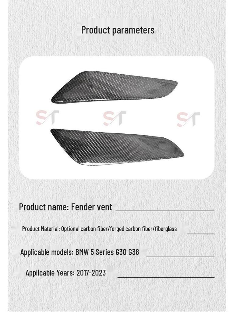 Carbon Fiber Fender Vents, Mudguards & Air Blades for BMW 5 Series G30 G38
