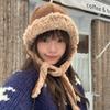 Japanese Cute Ear Protecting Lei Feng Hat for Women In Winter Keeping Warm and Showing Face  Small Straps Cold Proof Ear Protecting Flying Hat