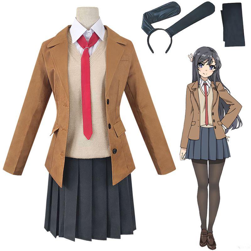 Premium Seishun Buta Yarou Wa Bunny Girl Sakurajima Mai Cosplay Costume Full Set Outfit For Captivating Parties And Events