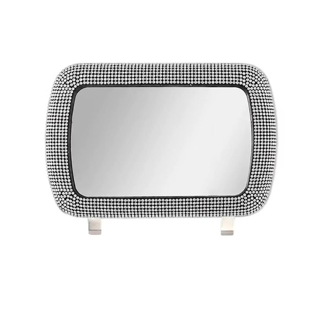 Bling Car Visor Decoration Mirror Crystal Sunshade Rear View Cosmetic Mirror  Travel