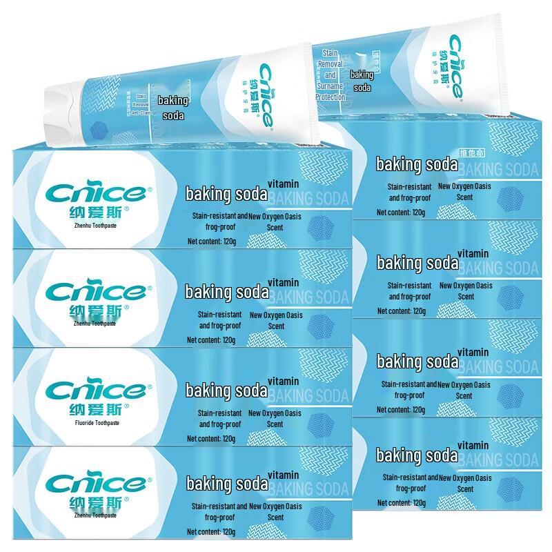 NICE Baking Soda Fluoride Whitening Toothpaste 8-Pack