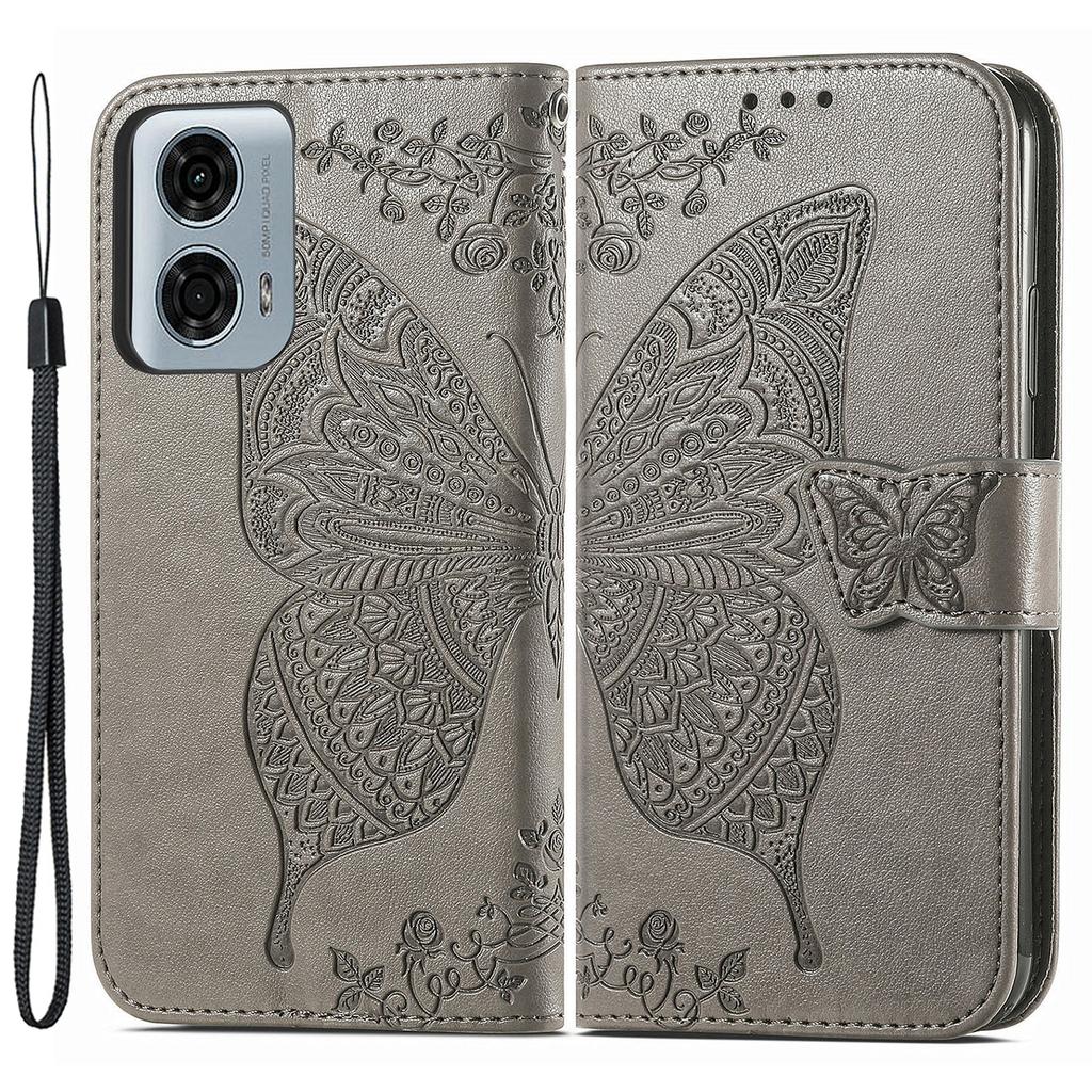 For Motorola Moto G24 Power Case Floral Butterfly PU Leather Flip Phone Cover