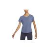 Dri-Fit Solid Color Round Neck Casual Short Sleeve T-Shirt Women Tops Ombre-Blue DD0619-491
