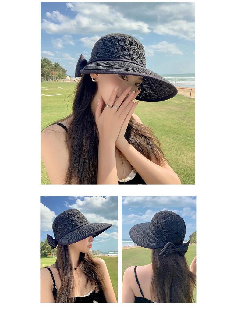 Korean Style Women's Foldable Wide Brim Sun Hat - UV Protection & Breathable Straw for Summer