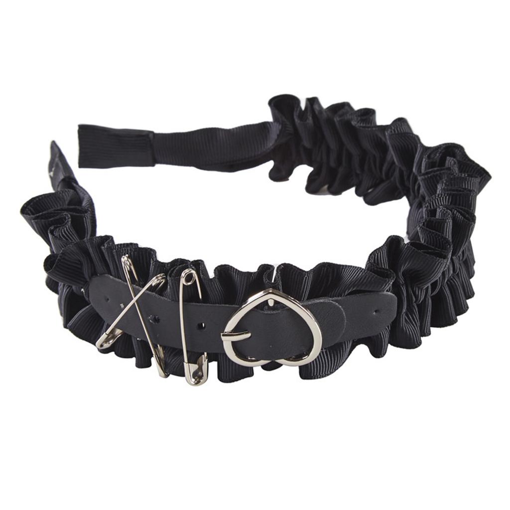Pleated Headband Y2k Buckle Headband For Women Gothic Headband Black Lolita Headband Punk Headband Goths Headpiece
