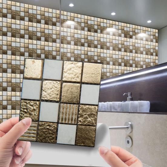 10ks/sada Exquisite Easy Clean Anti-Scratch Samolepicí PVC samolepicí 3D obtisk na dlaždice 3D samolepka na dlaždice