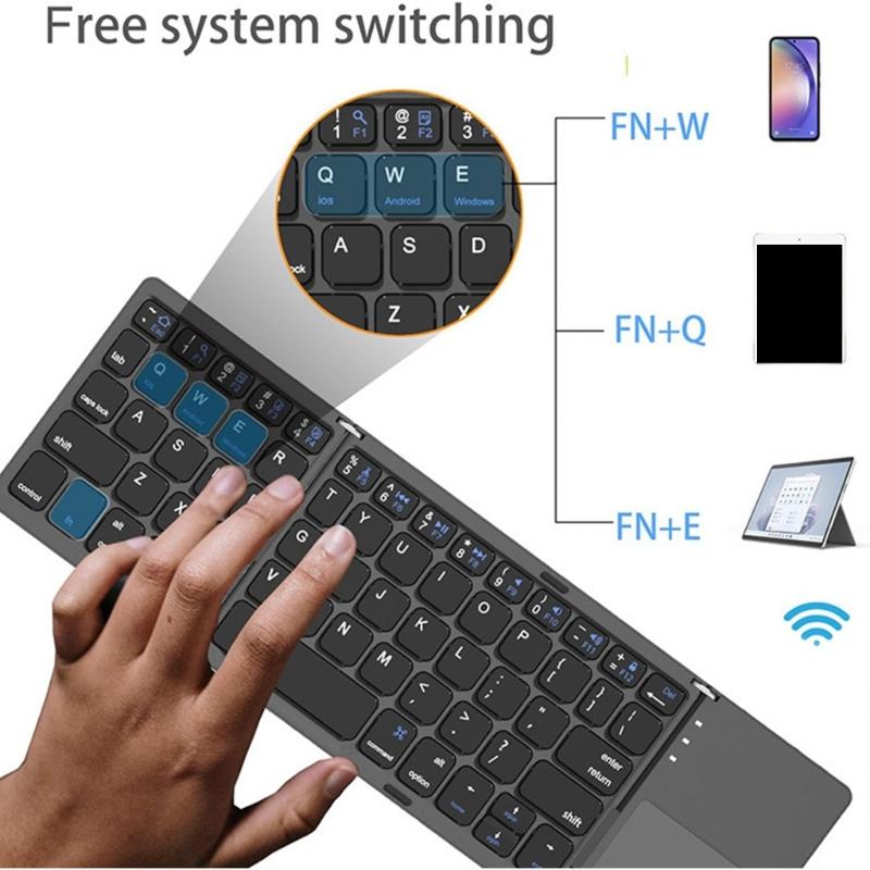 Wireless Keyboard Folding Pocket Size Keypad with Touchpad For Tablets Pad For 40Hrs Long Battery Service For Tablet PC