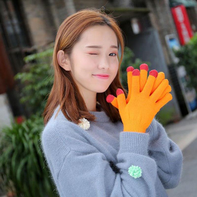 Korean Creative New Autumn and Winter Warm Knitted Magic Gloves Touch Screen Five-finger Gloves Acrylic Cycling Gloves
