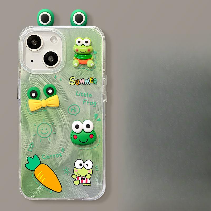 Applicable To Huawei Mate40pro Mobile Phone Case Nova12 Three-dimensional Frog Doll Invisible Bracket Feather Yarn Honor 100
