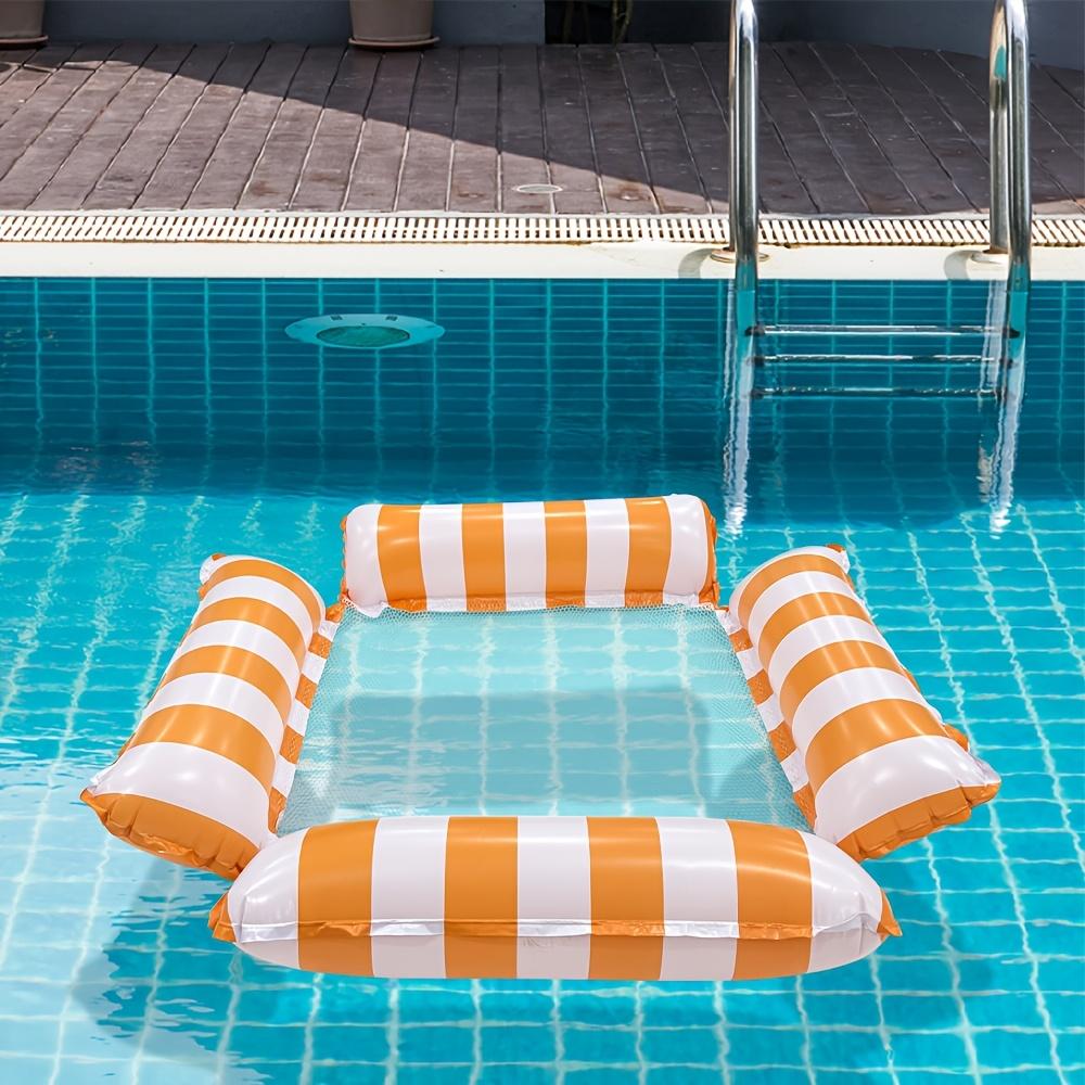 Inflatable Water Hammock Swimming Pool Floating Bed Foldable Summer Lounger Chair for Adult Beach Vacation Party