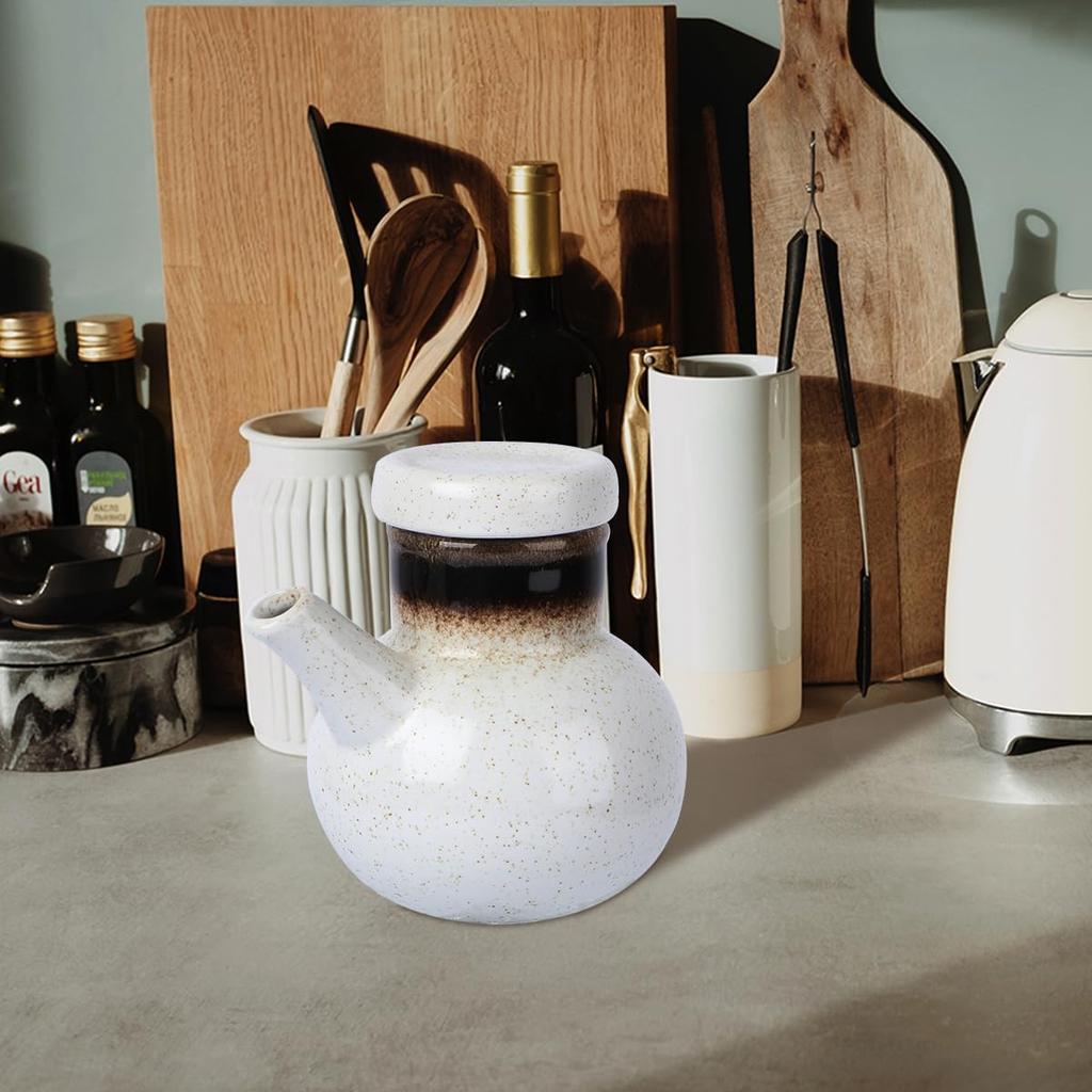 Angoily Soy Sauce Bottle Ceramic Seasoning Bottle Ceramic Soy Sauce Dispenser Bottle 300ml Japanese Style Oil Dispenser Vinegar Dispenser Shoyu Soy