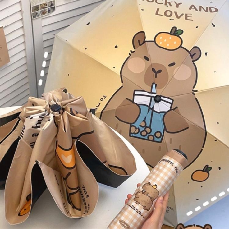 Charm Capybara Portable Umbrella, Enhances Sun Resistance, Sunshade Quickly Dry Technology, Strong Against Rain Umbrella