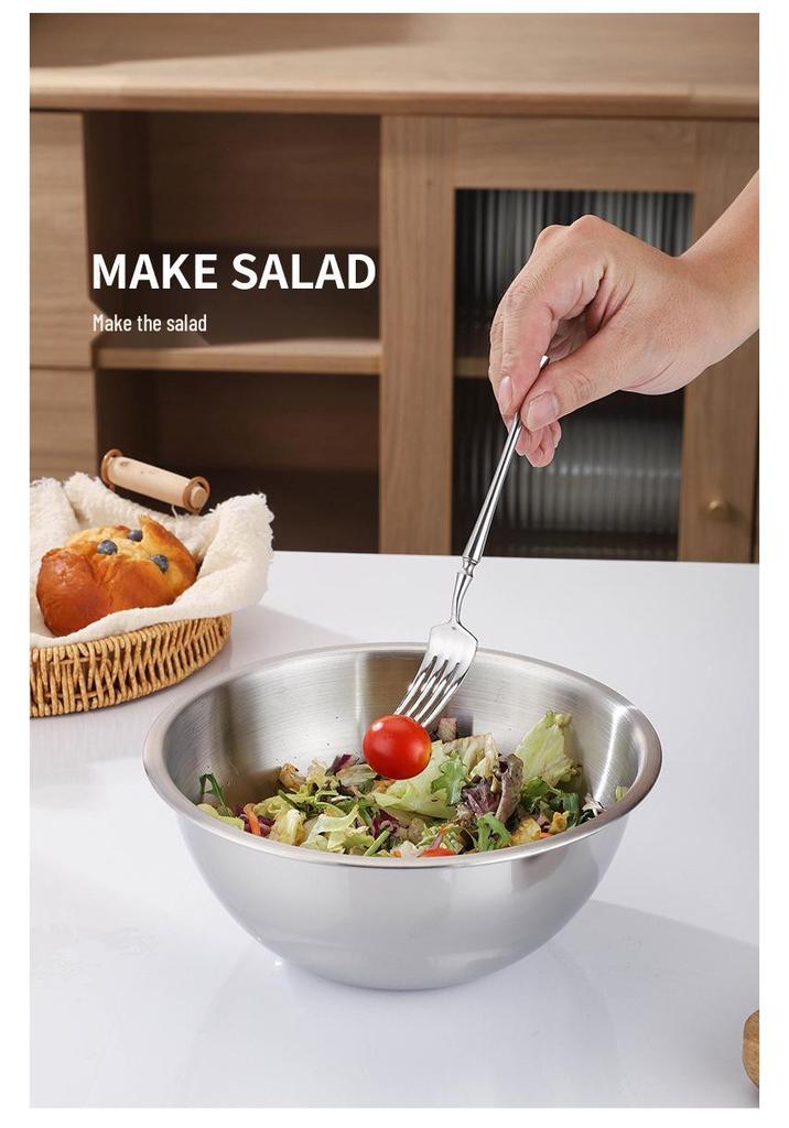 304 Stainless Steel Multi-Purpose Kitchen Bowl Set: Mixing & Seasoning Jar, Deep Soup Pot, Dough Kneading Basin