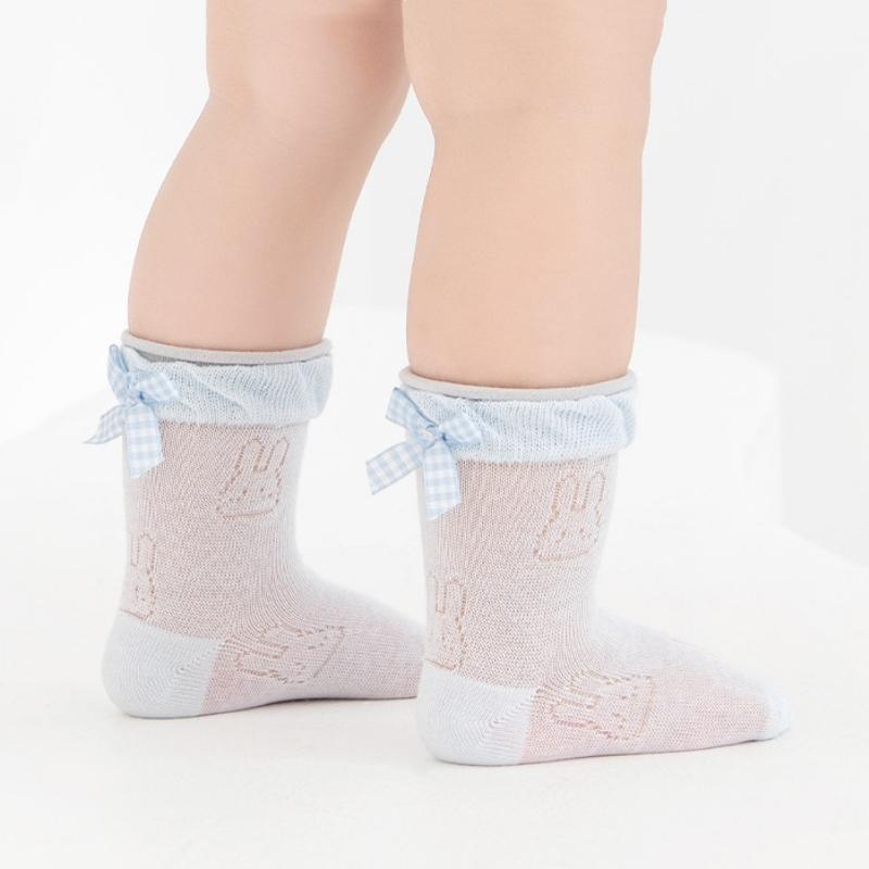 Infant Baby Rabbit Socks For Girls Cute Newborn Mesh Bowknot Mid-calf Short Sock Summer Fashion Sweet Princess Cotton Socks