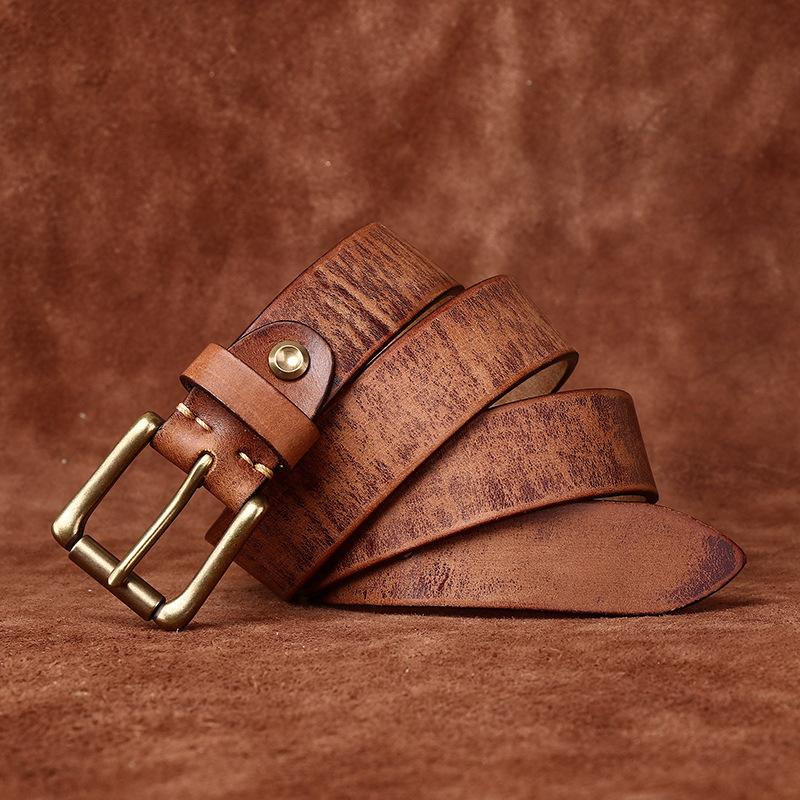 3.3Cm Wide Belt Men'S Retro Pure Cowhide Jeans Belt Men'S Fashion Leather Women'S Universal