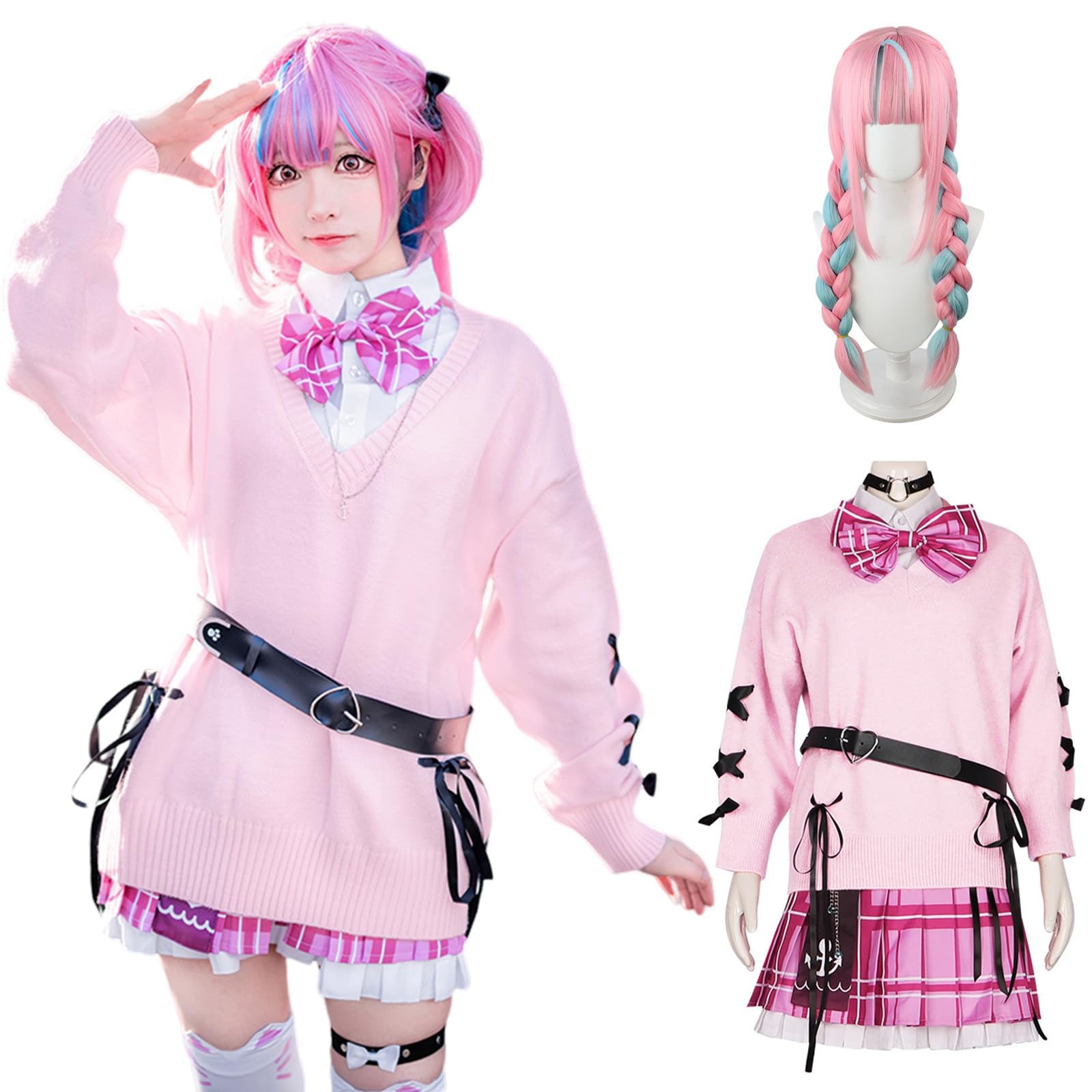 

Aqua Minato Cosplay with Vtuber Cosplay Adult Cultural Stage Clothes Minato with [Kamizu Ryohin] Wig, Costume, Costume, Festival, Event, Uniform,