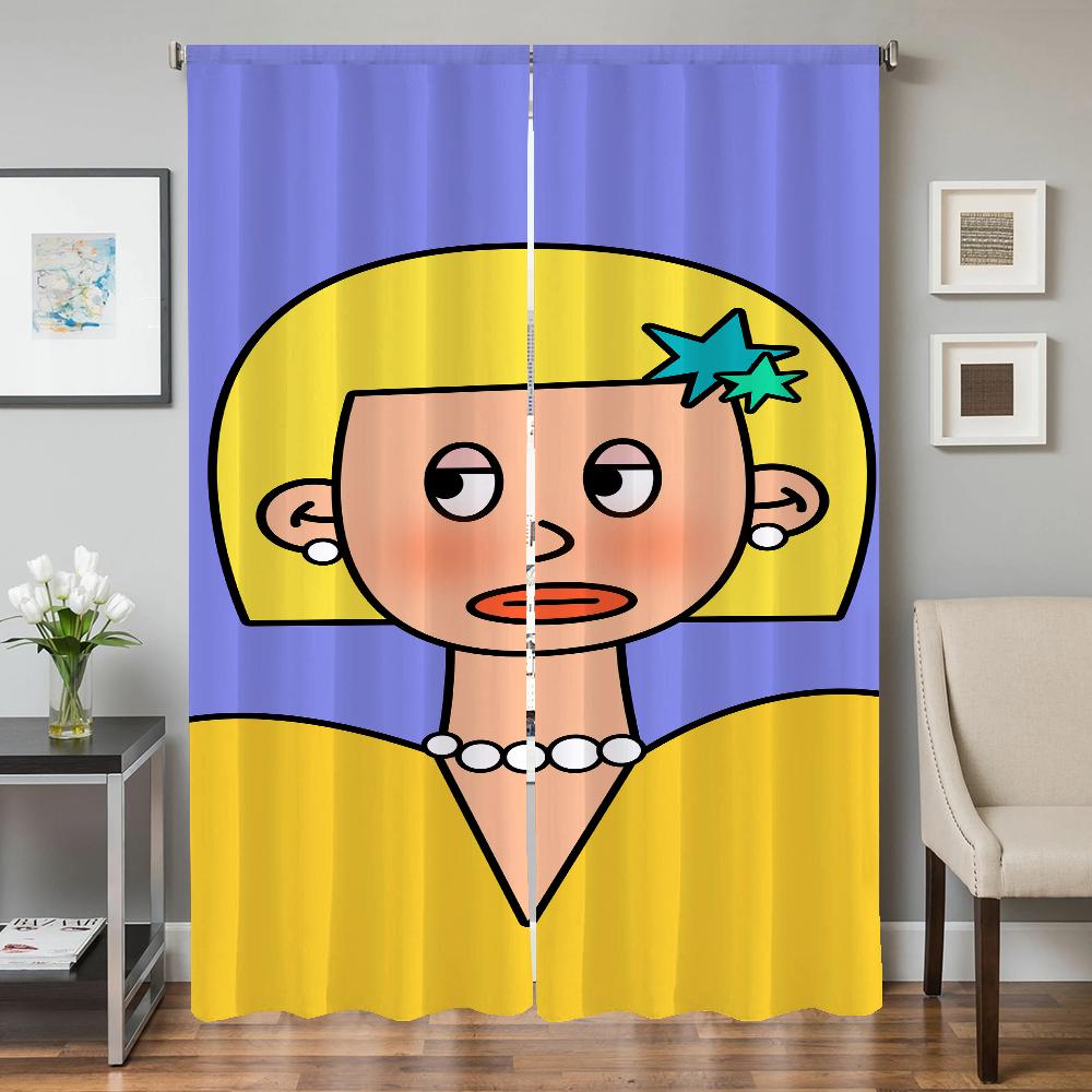 Window Kitchen Curtains for Living Room 2 Pieces Blackout Curtains Door Curtain Homemade Girl Bedroom Decoration Partition Shade