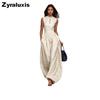 Tuta da Donna Senza Maniche a Righe Blu Scuro Wind, Vita Larga, Gamba Larga, Stile Lungo Elegante Moda