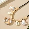 Trendy Leopard Print Resin White Shell Splicing Round Multi-pendant Fashion Necklace Jewelry