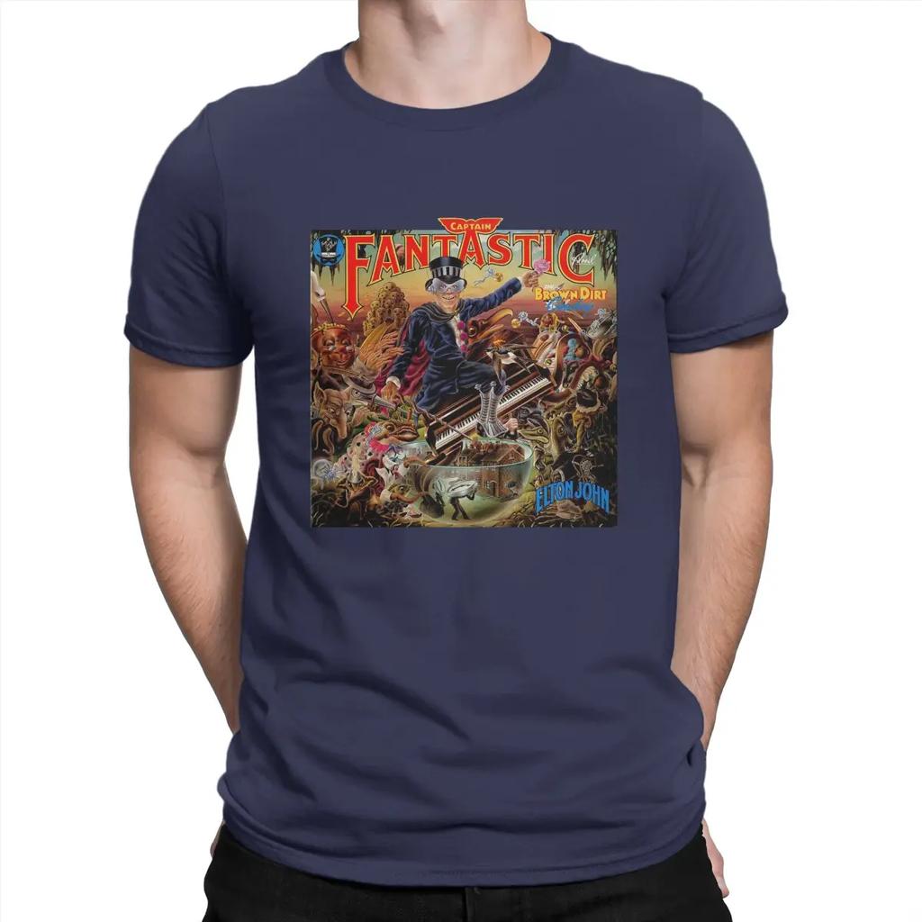 Captain Fantastic And The Brown Dirt Cowboy Music T-Shirts for Men E-Elton John Singer Funny Pure Cotton Tee Shirt Round