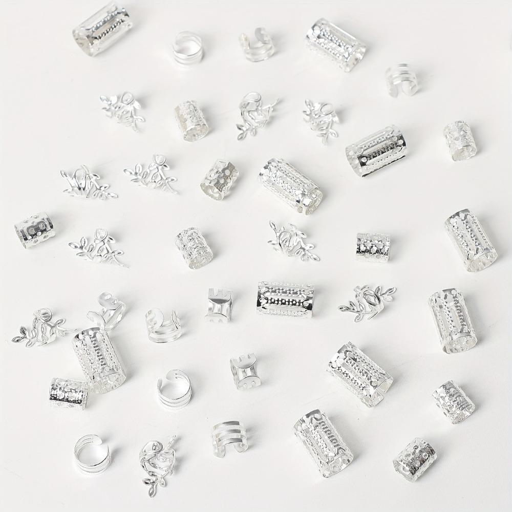 40PCS Metal Cuff Clips Dreadlocks Beads Hair Braiding Hair Braid Tubes Mixed Hair Rings Set  Men