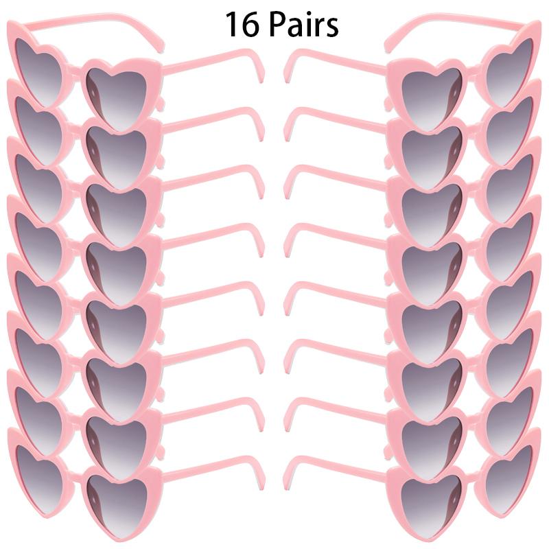 12/16 Pairs Per Set Heart Shaped Sunglasses Women Stylish Vintage Design Decor Sun Glasses Trendy Fashion Cute Outdoor Shades