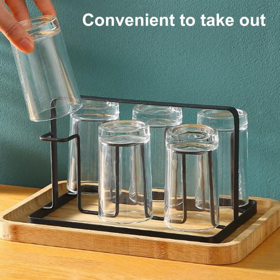 Metall Koppholder Tørkestativ med 6 Glass Opp-ned Kaffekrus Holder Organizer Plassbesparende Kjøkkenredskap