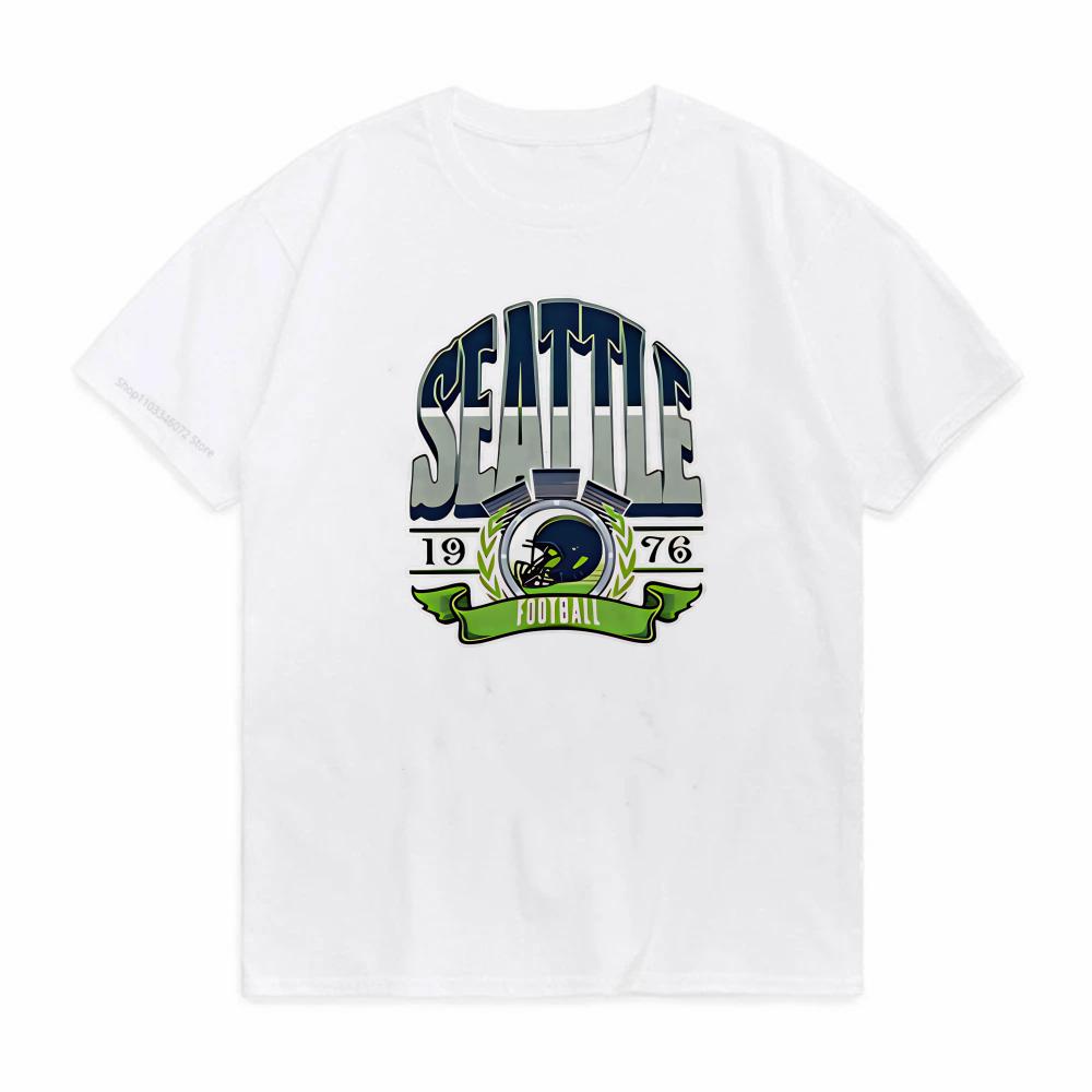 Seattle Football Print TShirt summer Unisex Women Short Sleeve tees outdoor casual tshirt Fashion Harajuku Round Neck tees