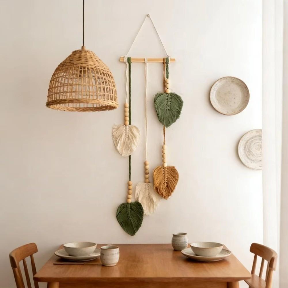 High Quality Handmade Woven Leaf Tapestry Cotton Rope Bohemian Style Leaf Hanging Ornament Leaf Wall Hanging Bohemian Style
