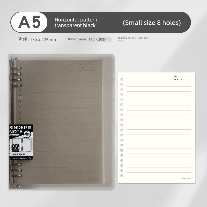 

Grade Three Class Two Lightweight Iron Loose Spiral Notebook B5 Horizontal Detachable Notebook Non-Manual Coil Notebook Notepad A5 horizontal black