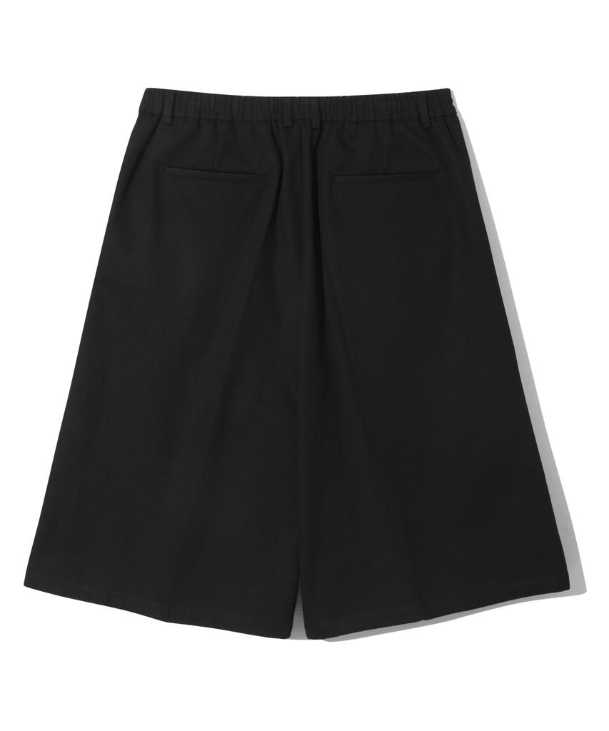 BASEMOMENT Long Wide Chino Bermuda Pants Black