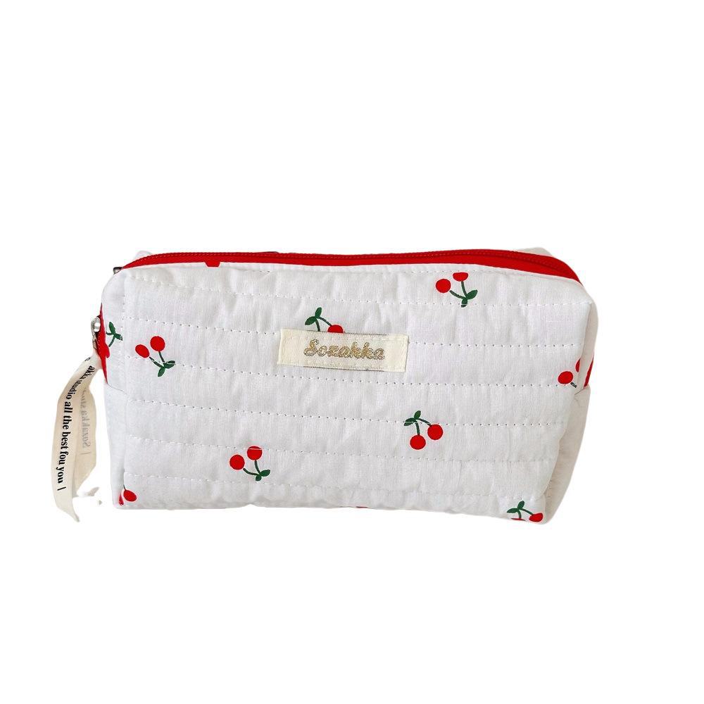 Cherry Print Travel Toiletry Bag - Large Capacity, Portable Handheld Cosmetic Pouch