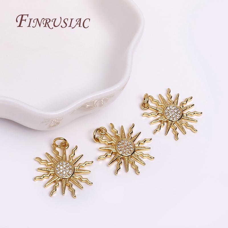 18K Gold Plated Sun Charm Pendant For Jewelry Making DIY Accessories, Handmade Jewellery Material