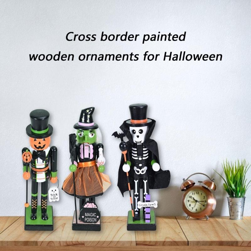Friendly Wooden Halloween Craft 25cm Vibranted Handmade Decoration Christmas Walnutcracker Figures