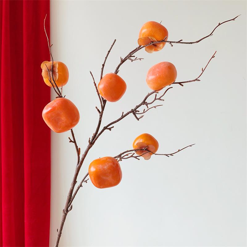 Persimmon Fruit Flower Arrangement: New Year's Dried Floral Decoration